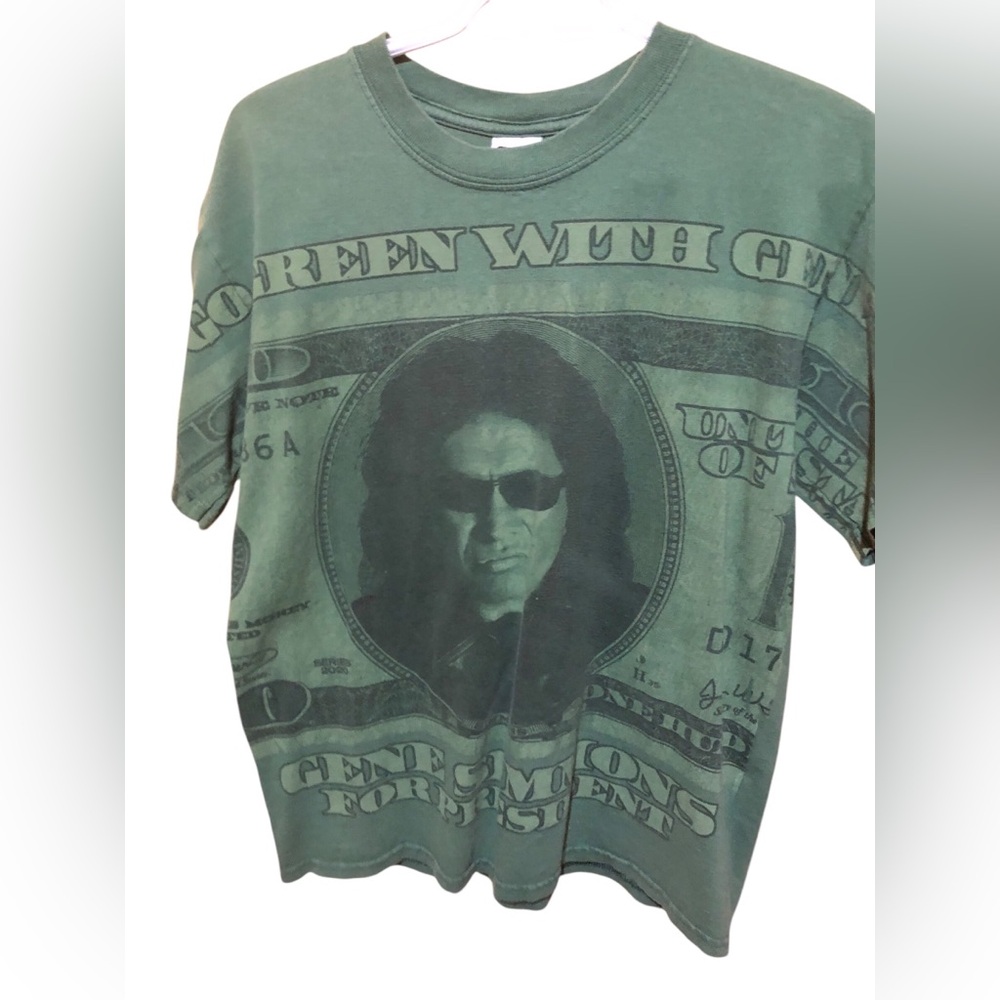 Vintage Green With Gene Kiss Short Sleeved T-shirt Medium Anvil Tag Gene Simmons